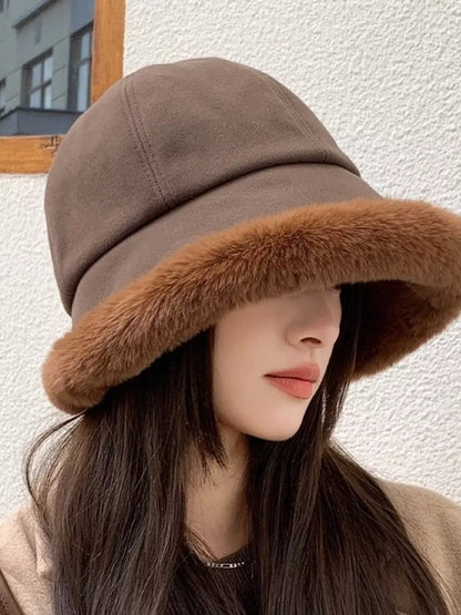 Fuzzy Trim Bucket Hat