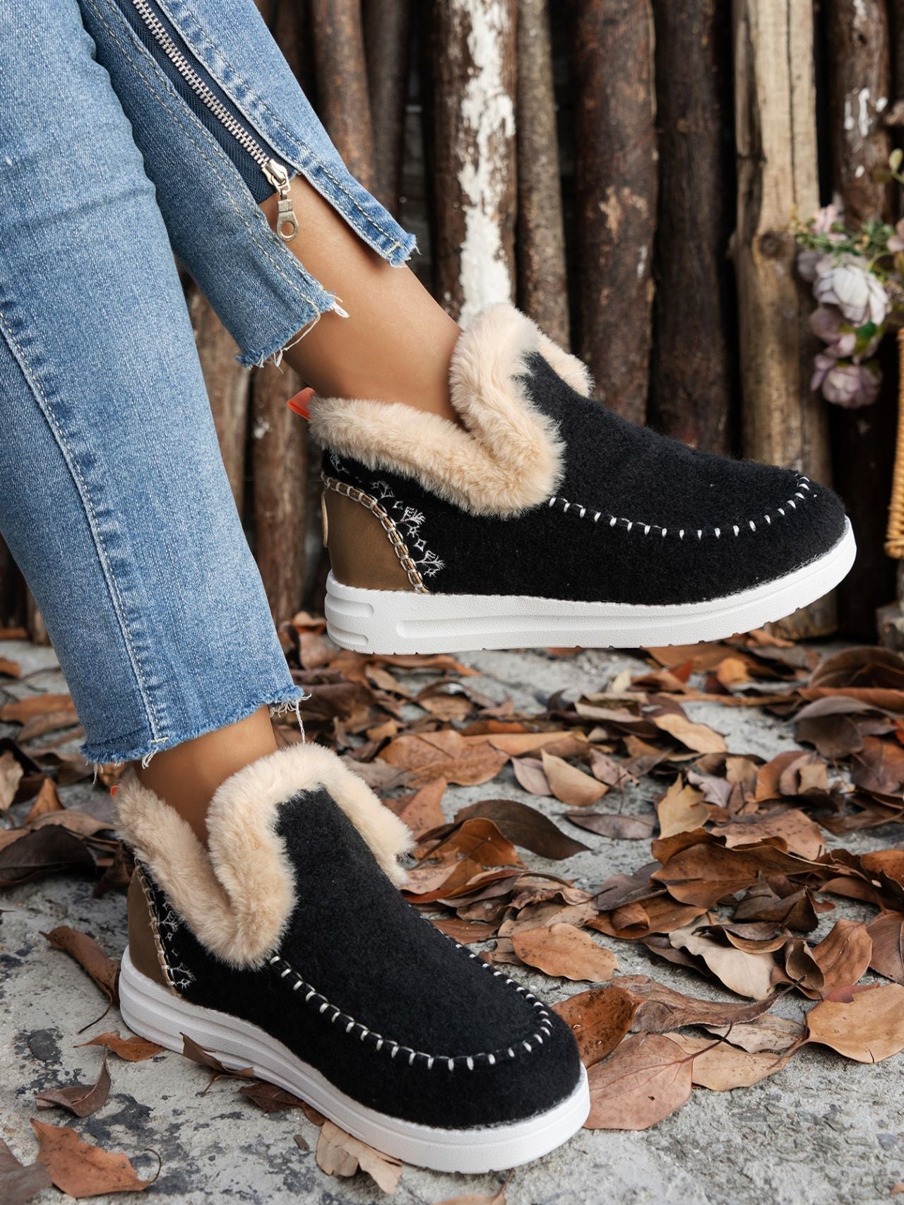 Furry Suede Flat Sneakers