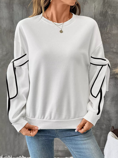 Side Striped Round Neck Sweatshirt