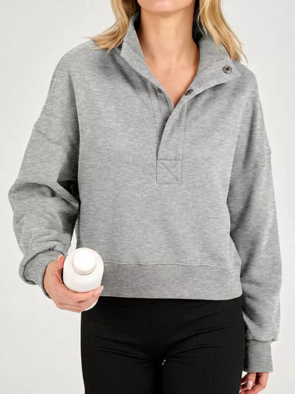 Half Snap Dropped Shoulder Sweatshirt
