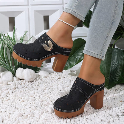 Round Toe Block Heels Sandals
