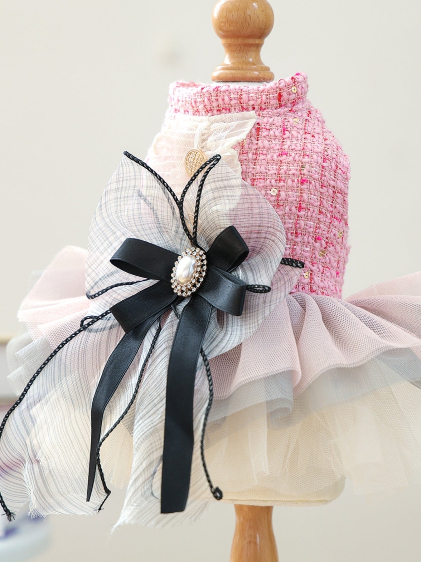 Tweed Pet Dress with Ruffle