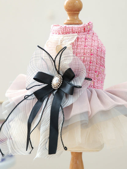 Tweed Pet Dress with Ruffle