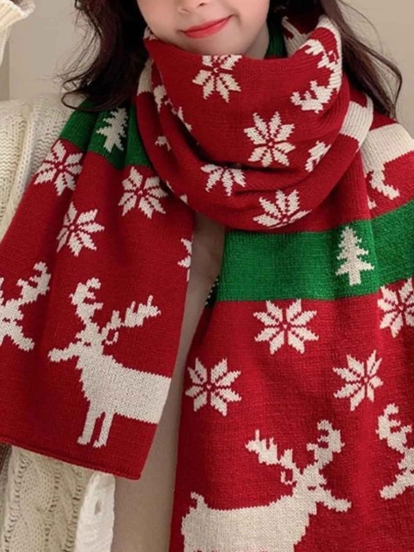 Christmas Reindeer Knitted Scarf