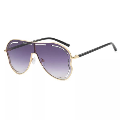 Oversized metal aviator sunglasses, view 3