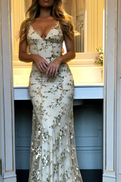 Sequin Tie Back Maxi Dress Plus Size