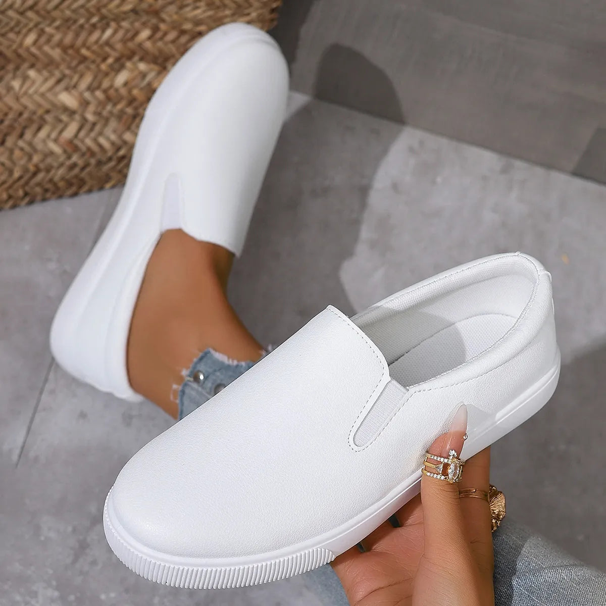 Round Toe Platform Slip-Ons