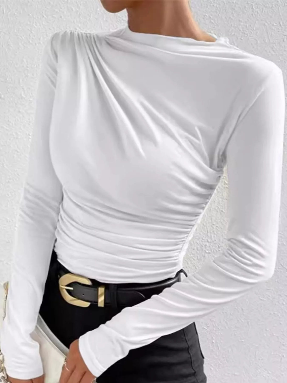 Plus size ruched long sleeve tee, view 11