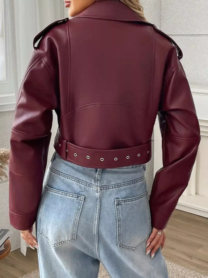 Washed faux leather jacket, view 9