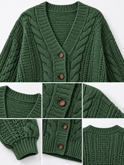Plus size cable cardigan, view 10