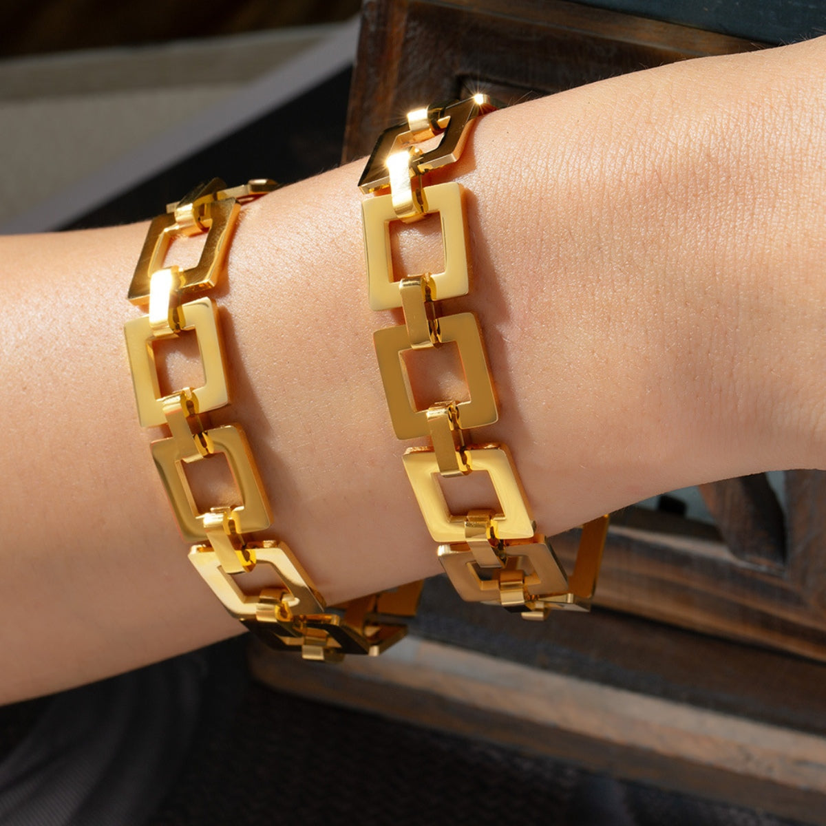 Titanium Steel Hollow Square Chain Bracelet - MONLANE