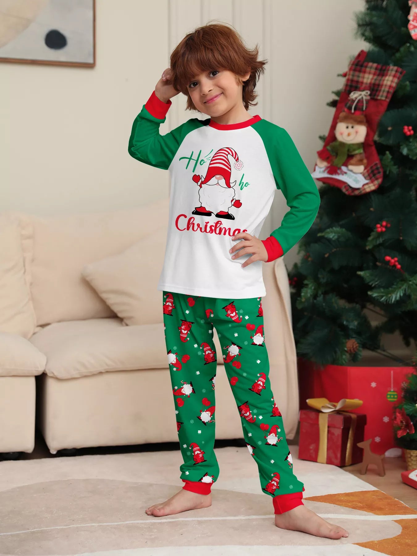 Full Size Christmas Gnome Print Matching Family Pajama Set Plus Size