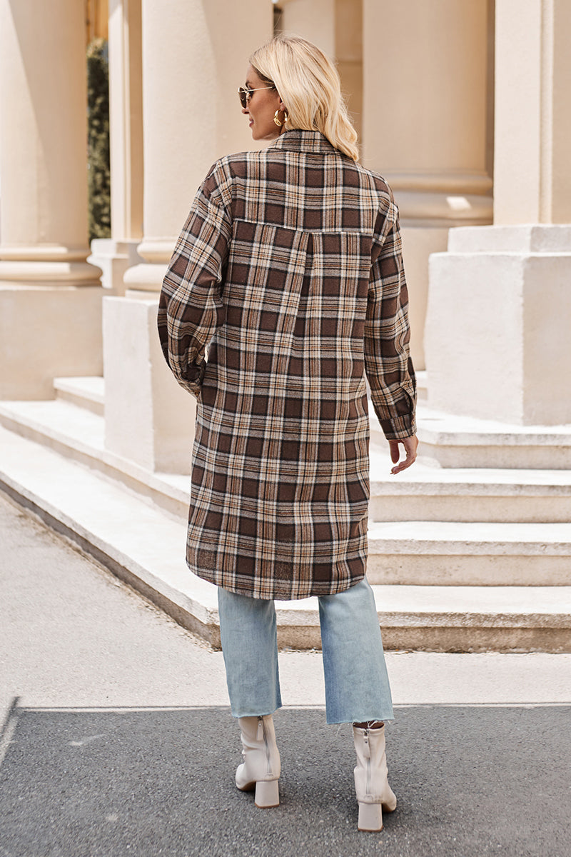 Plaid Long Sleeve Coat