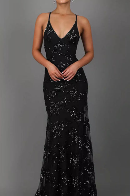 Sequin Tie Back Maxi Dress Plus Size