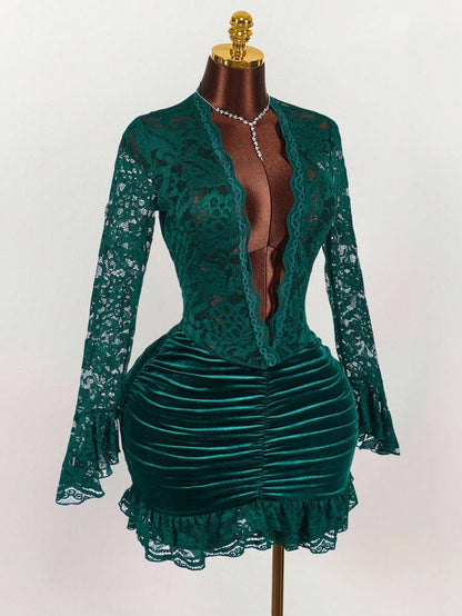 V-Neck Hip-Hugging Short Dress