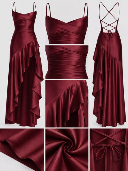 High-low ruffle hem evening dress, view 24