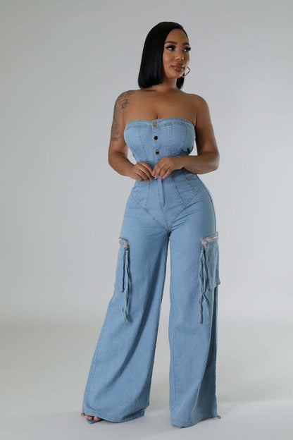 Strapless Denim Jumpsuit