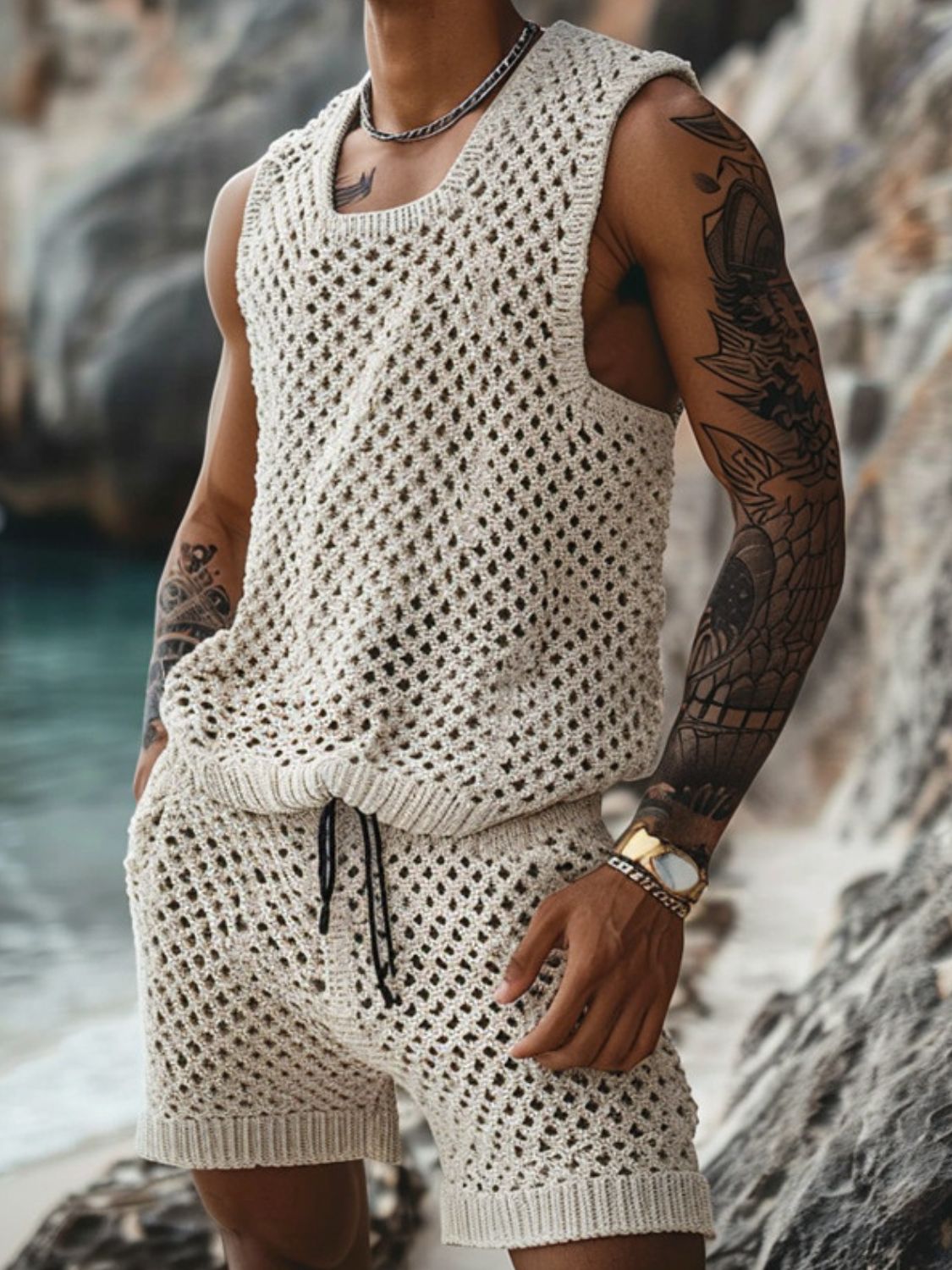 Men's Plus Tank and Shorts Set
