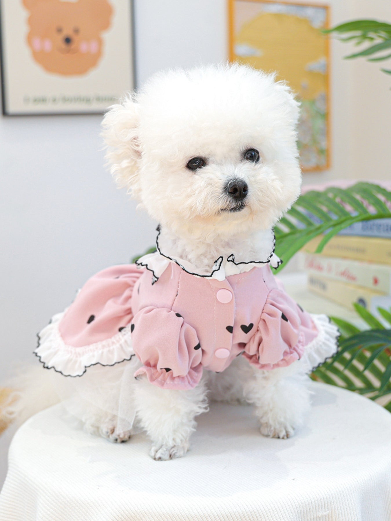 Heart-Patterned Bowknot Pet Dress