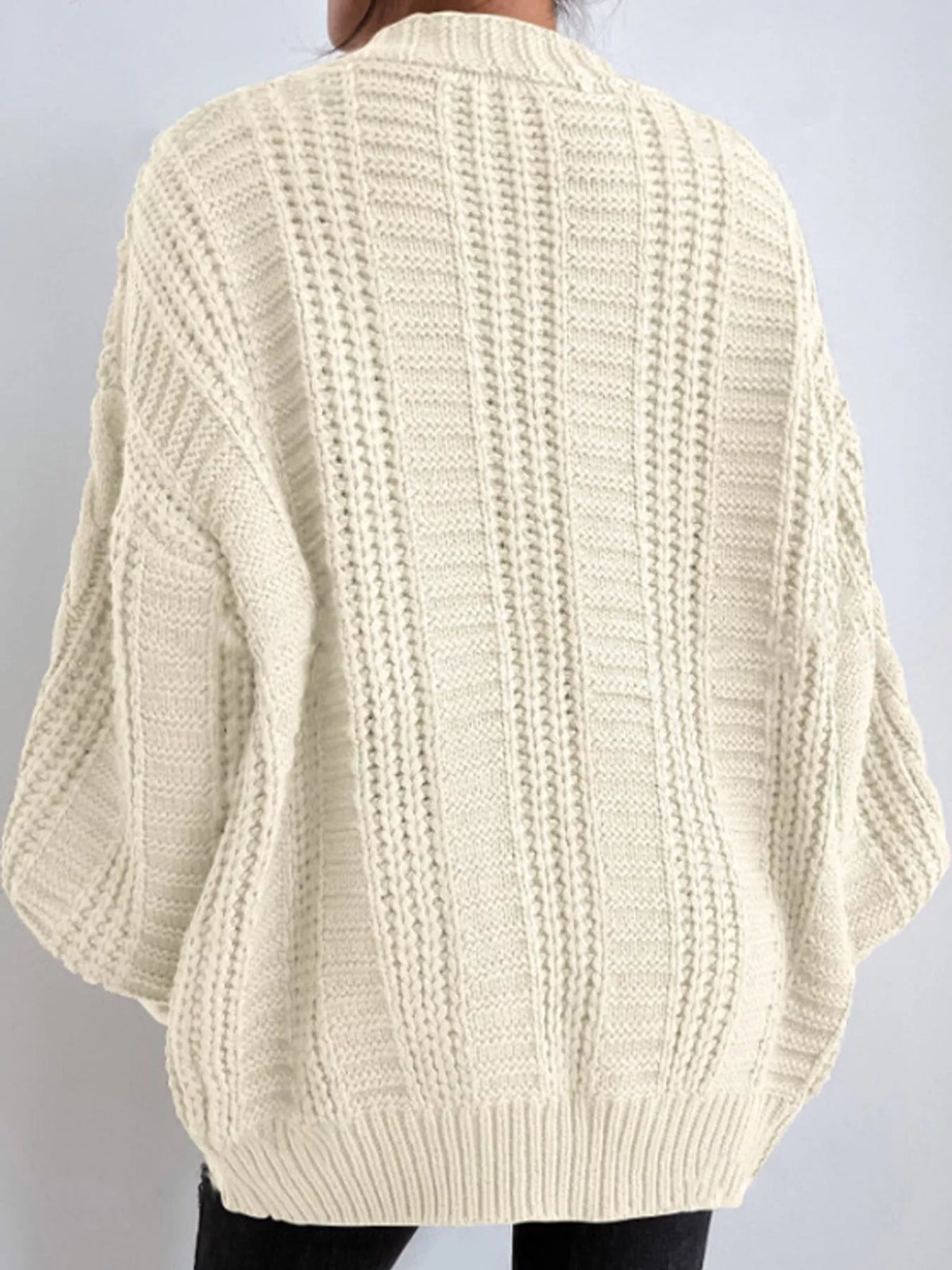 Plus size cable cardigan, view 13