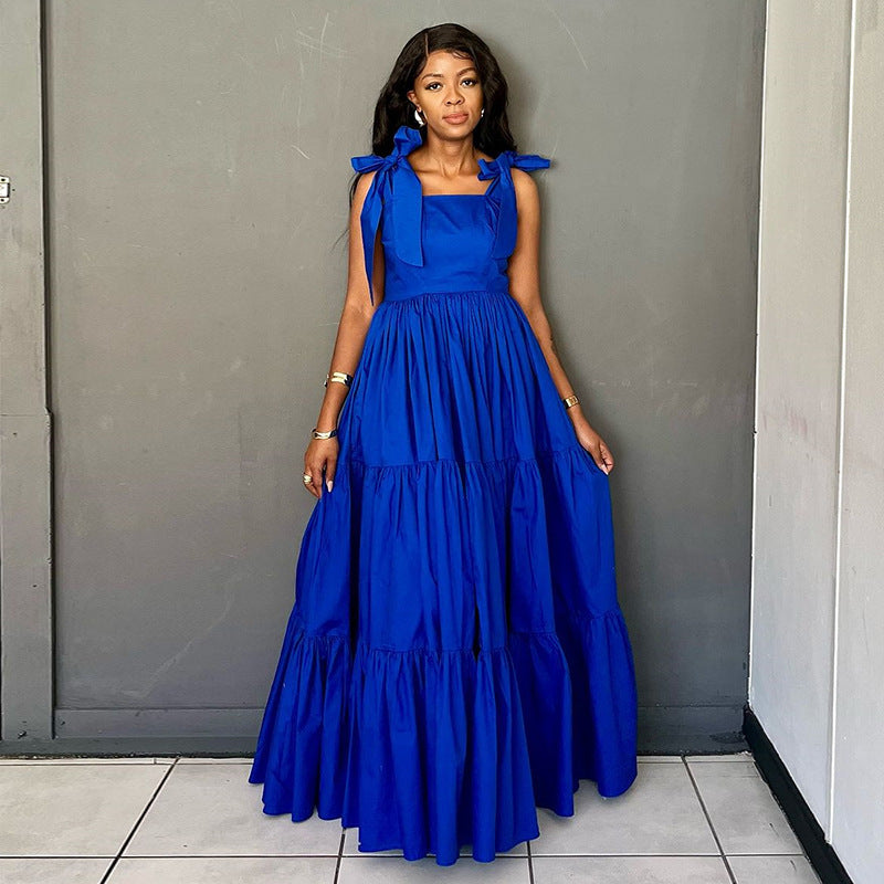 Tied Long Waist Cinching Suspender Dress