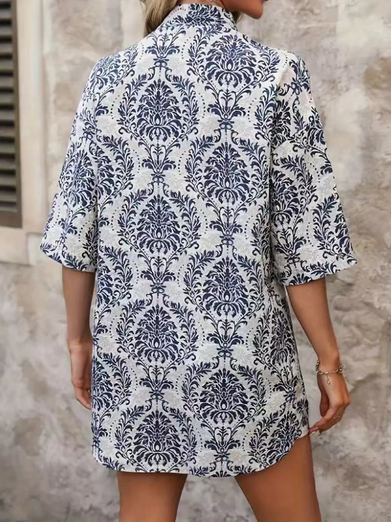 Printed Cardigan and Shorts Set