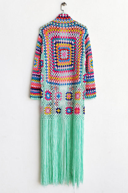 Fringe Crochet Long Sleeve Cardigan
