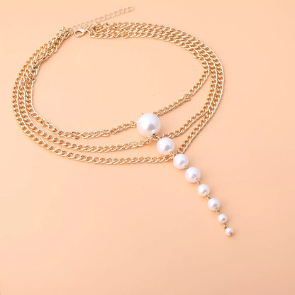 Gold pearl choker necklace, view 6