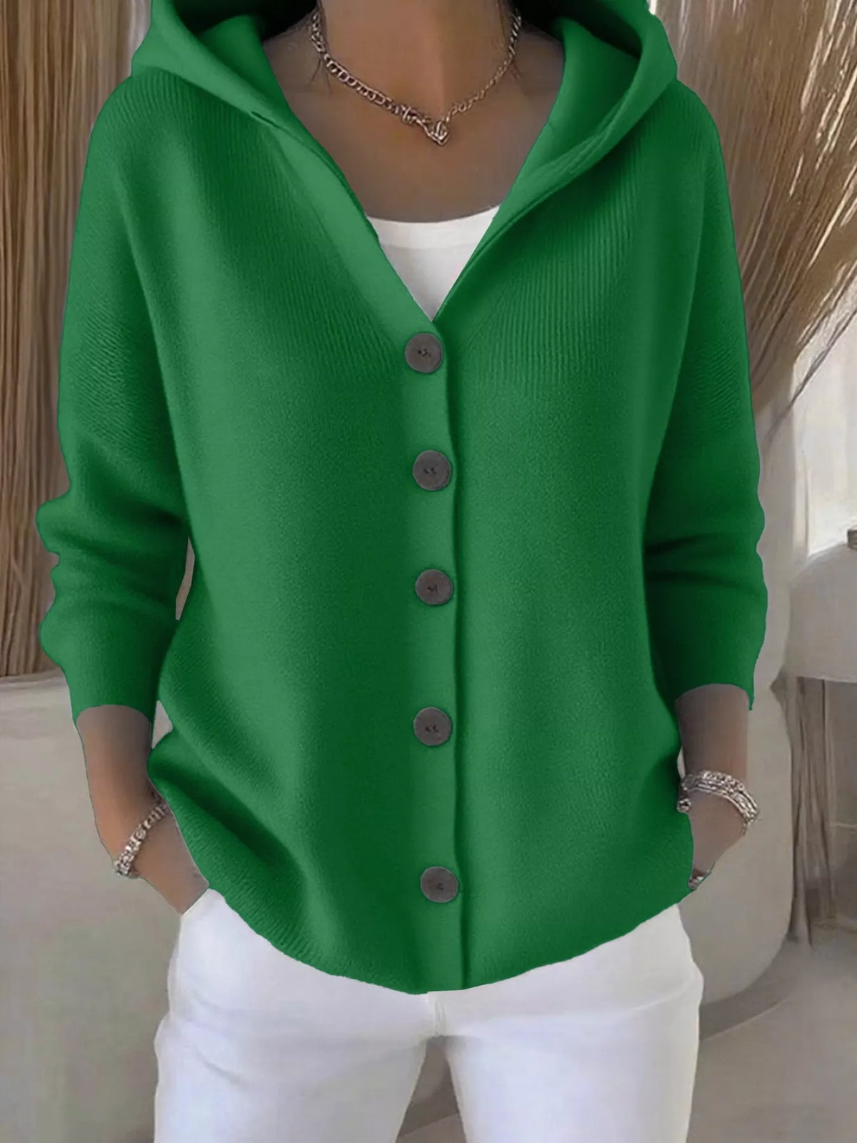 Plus Size Hooded Knit Cardigan, 12 Colors up to 5XL