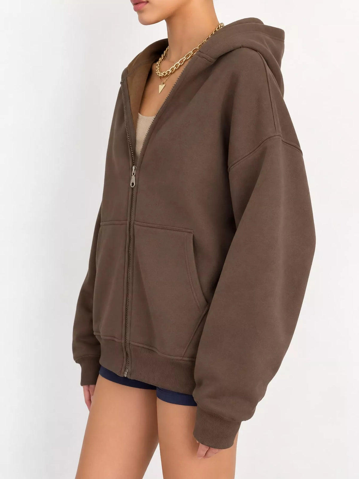 Plus size zip-up hoodie, view 2