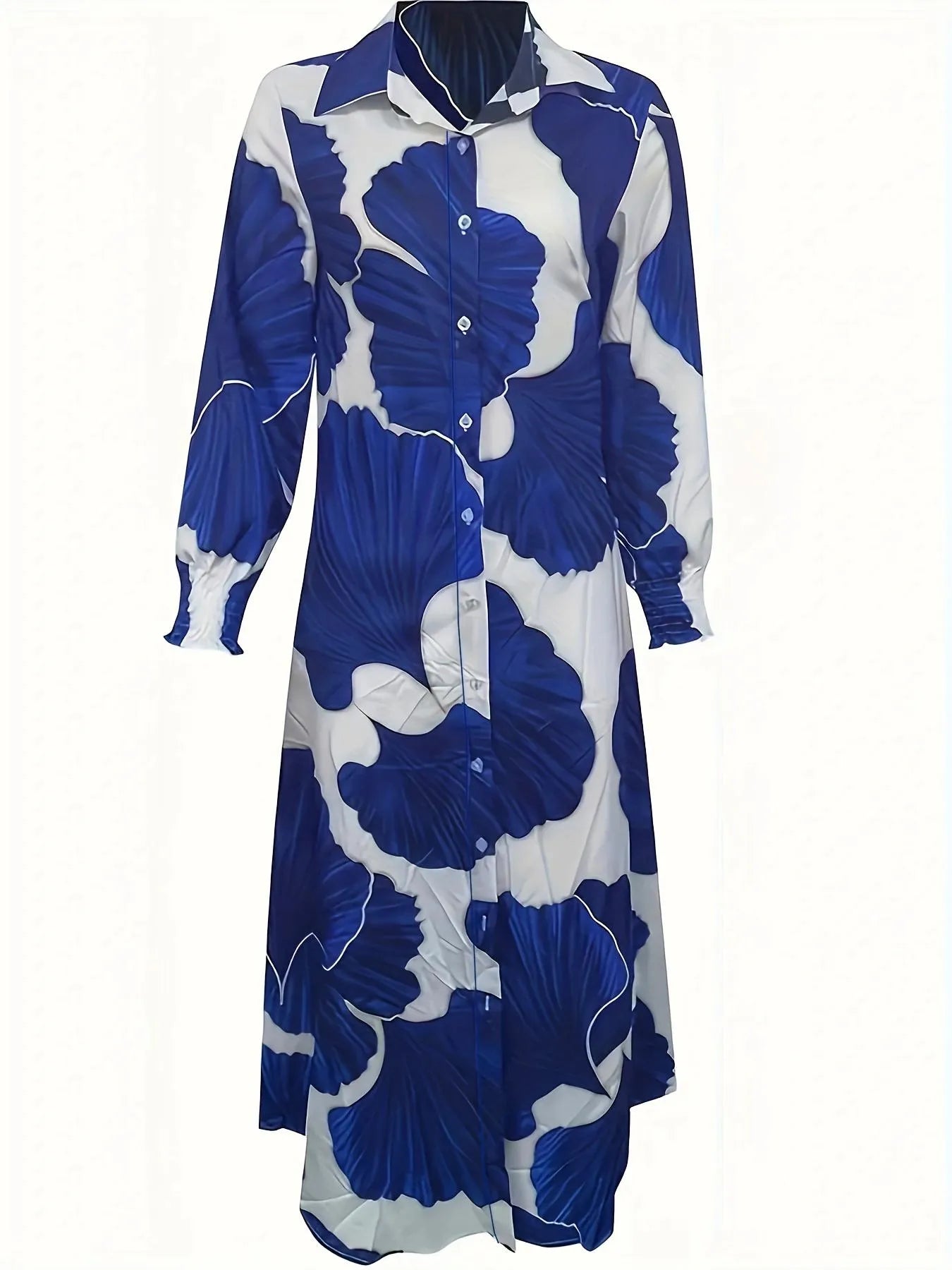 Printed Button Up Maxi Shirt Dress