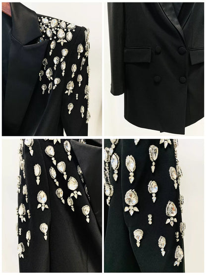 Plus Size Rhinestone Shoulder Blazer