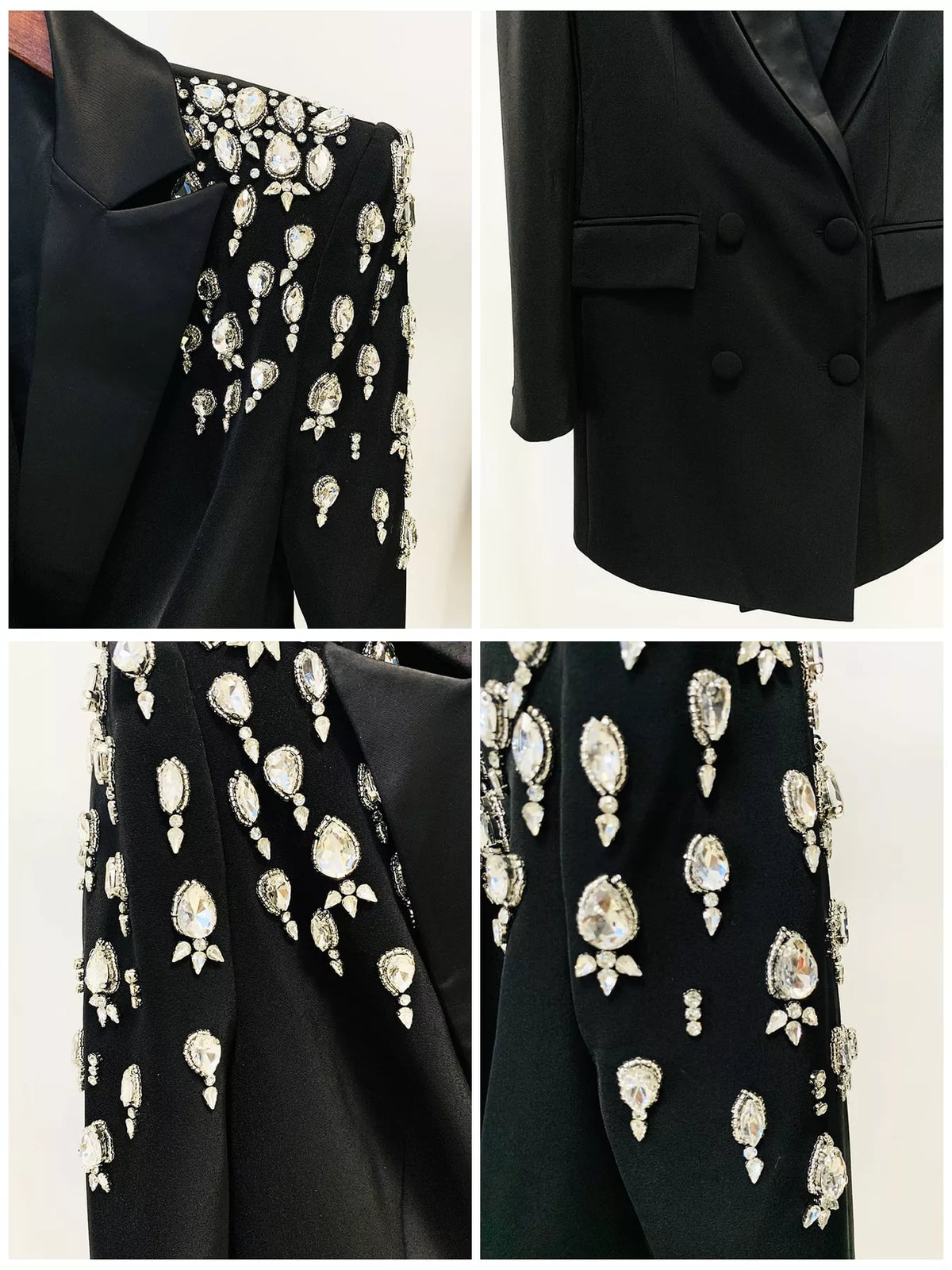 Plus Size Rhinestone Shoulder Blazer