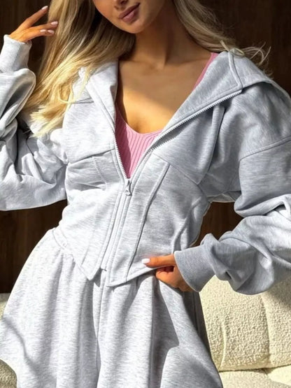 Zip-Up Cropped Hoodie