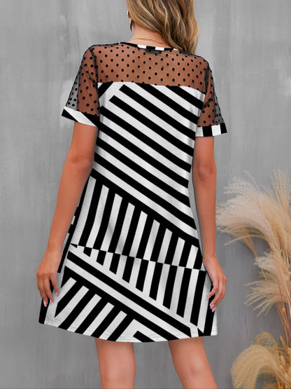 Mesh Polka Dot Striped Casual Dress