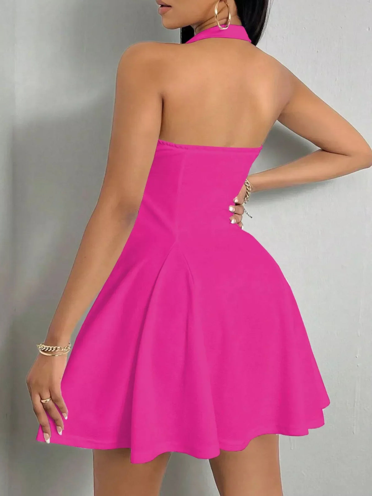 Plus size halter mini dress, view 6