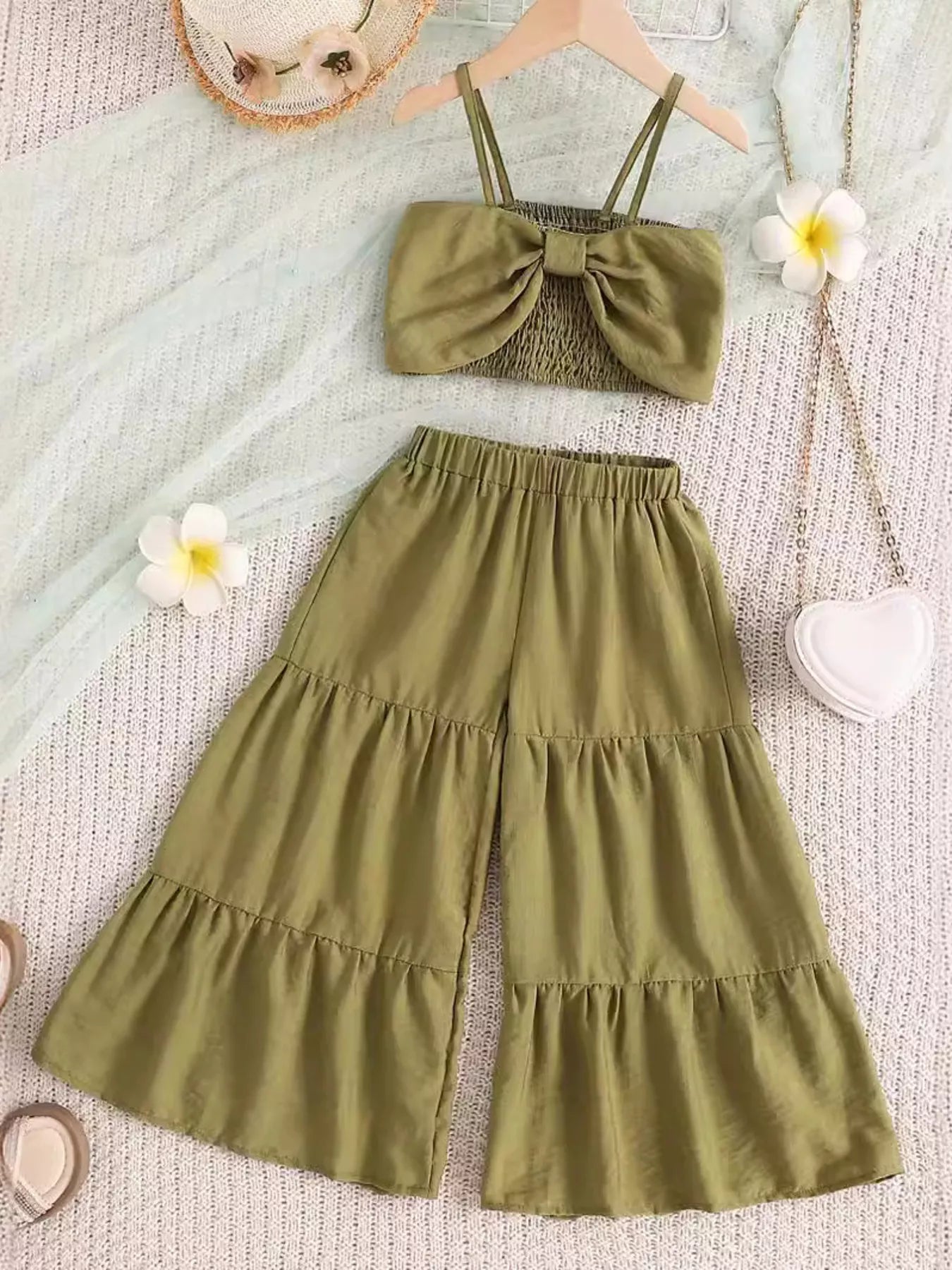 Children's Smocked Bow Cami and Pants Set