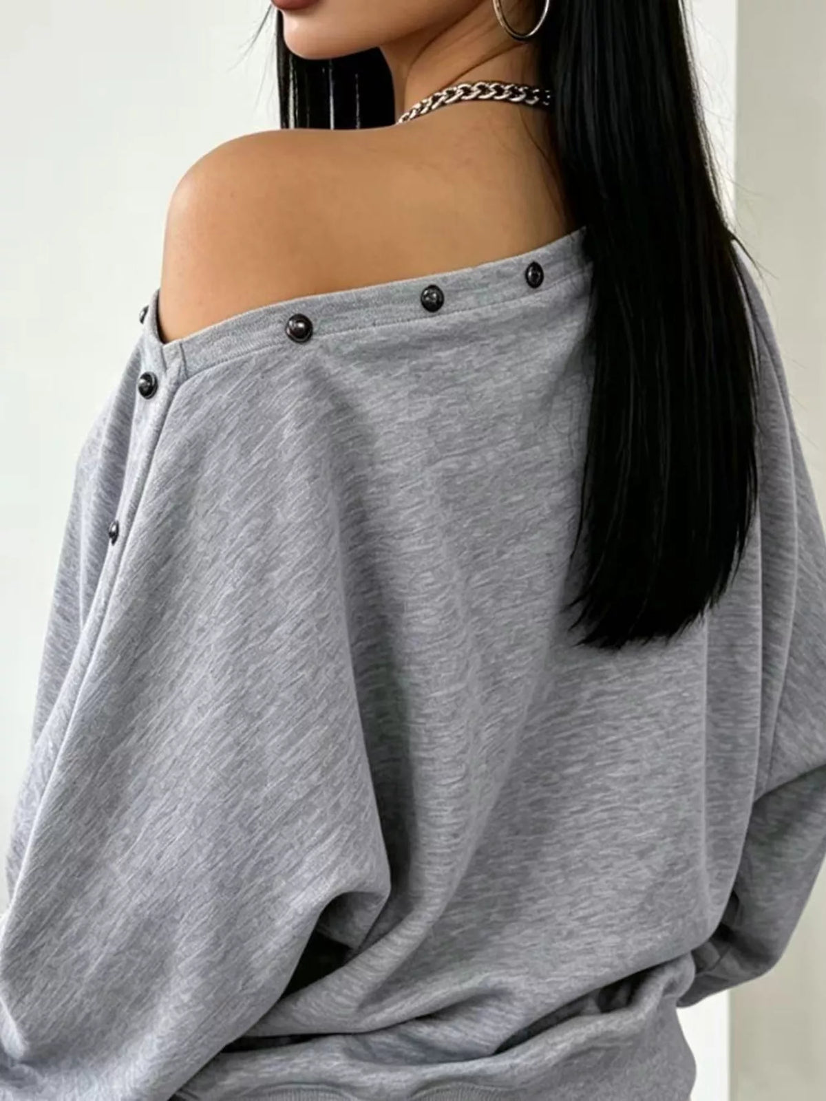 Studded off-shoulder tee, view 5