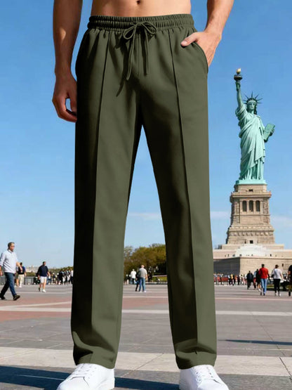 Men's Plus Size Drawstring Straight Leg Pants