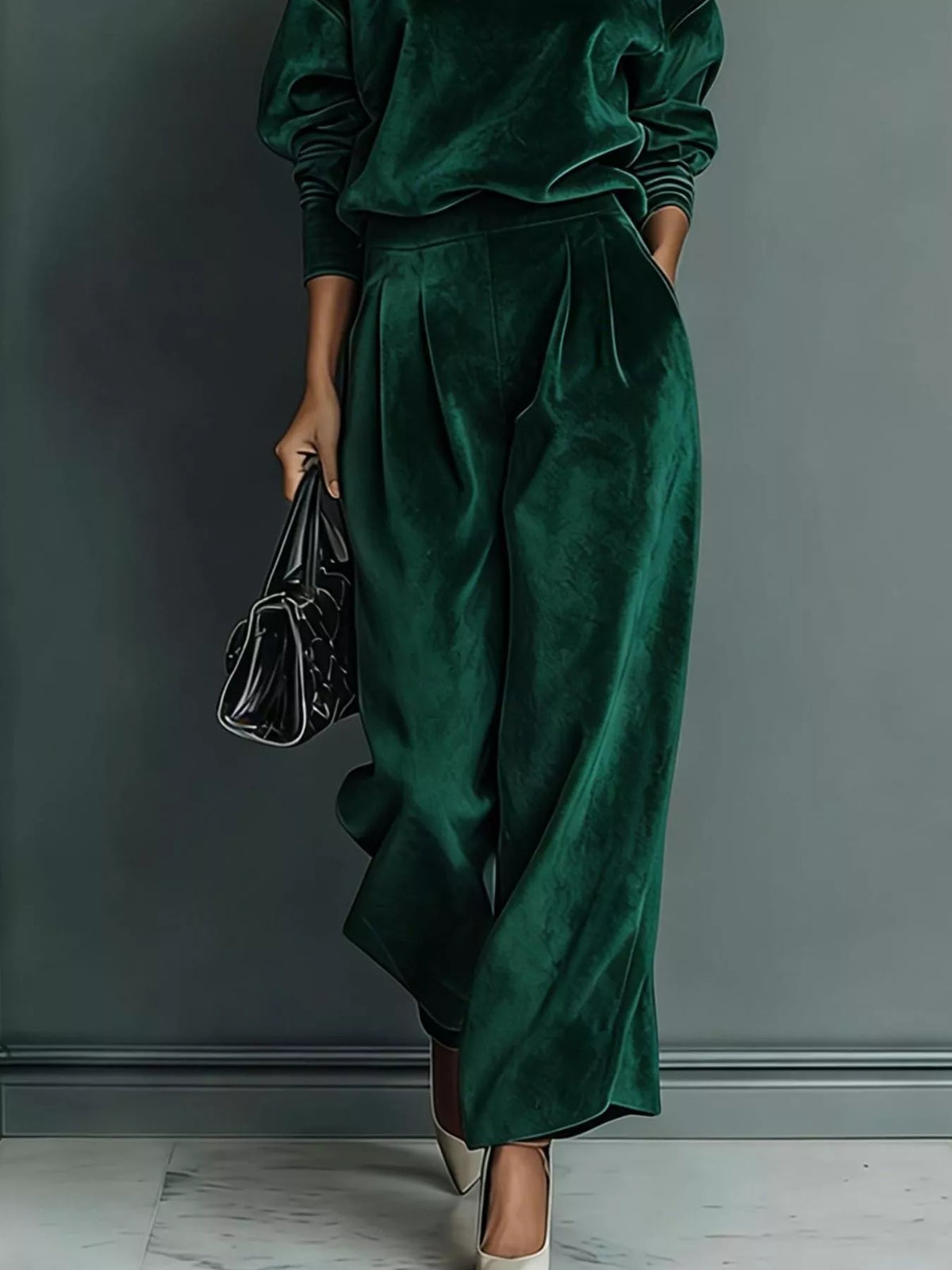 Velvet top and pants set, view 6