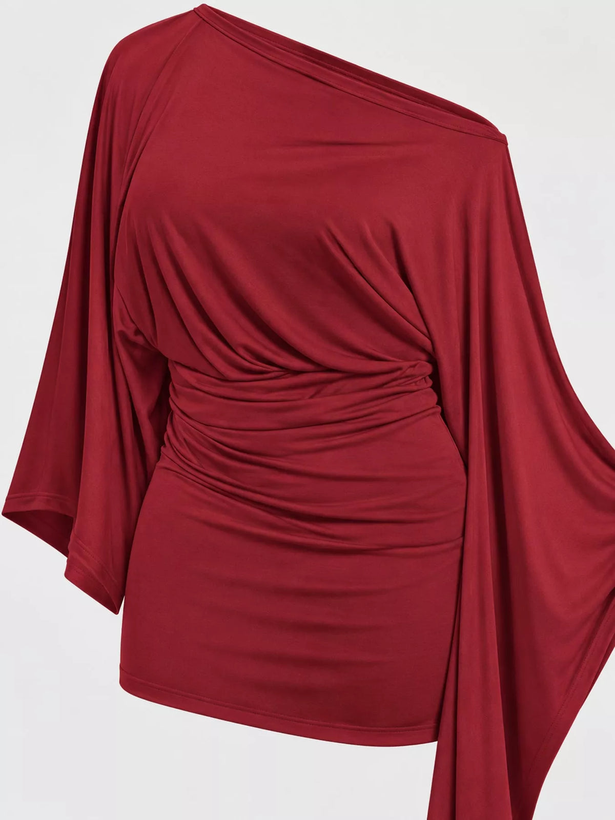 Plus Size One-Shoulder Ruched Bodycon Mini Dress