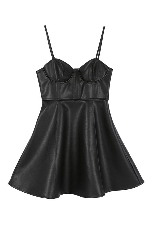 Leather bustier Mini Dress