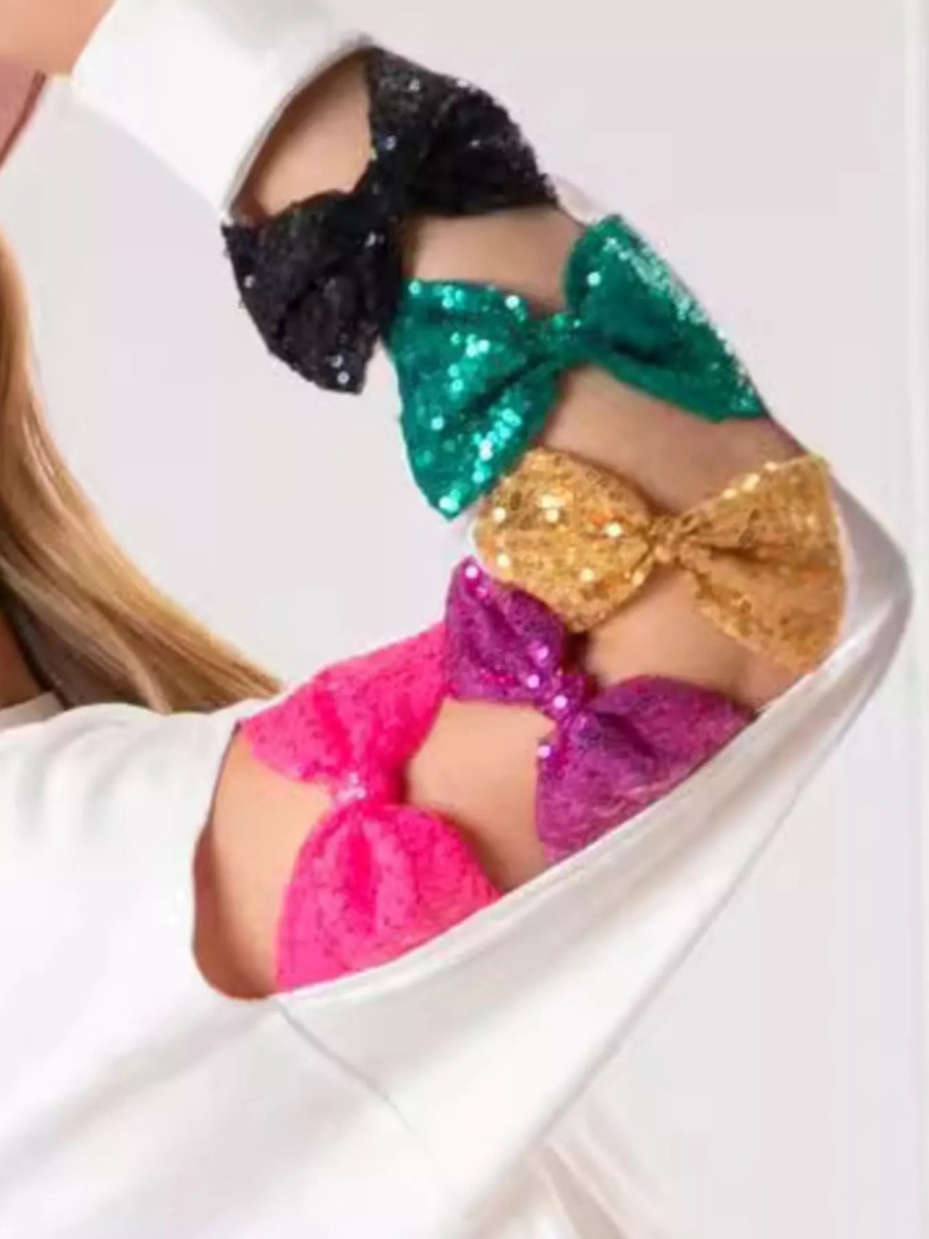 Sequin Bow Cutout Sweatshirt