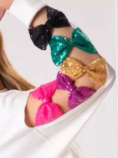 Sequin Bow Cutout Sweatshirt