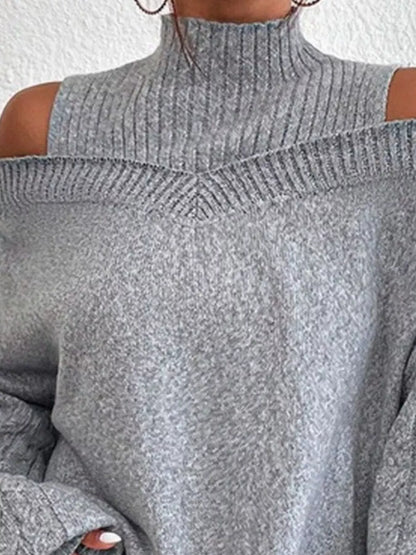 Cold Shoulder Turtleneck Sweater