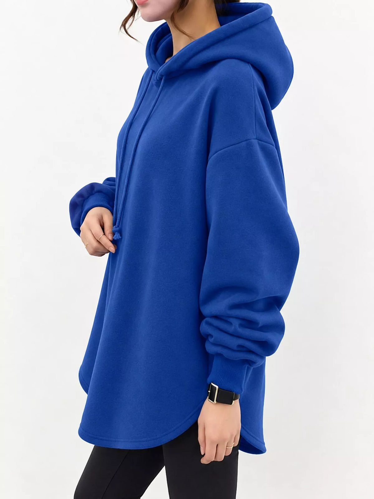 Plus size drawstring hoodie, view 11