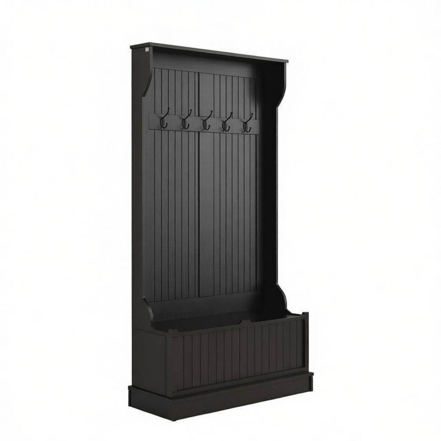 Black 3-In-1 Entryway Bench Coat Rack