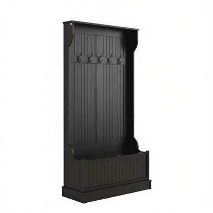Black 3-In-1 Entryway Bench Coat Rack