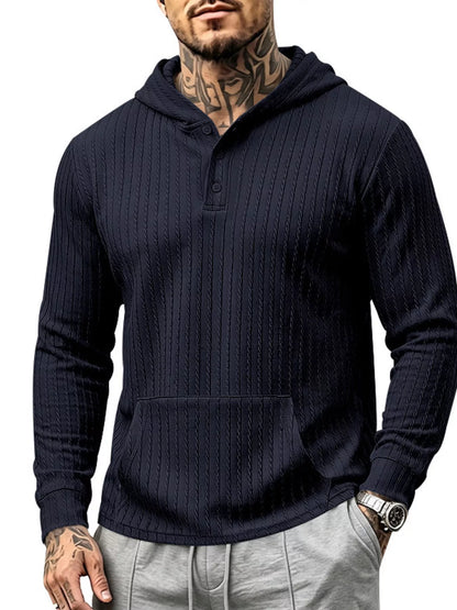 Men's Full Size Casual Kangaroo Pocket Knit Hoodie Plus Size