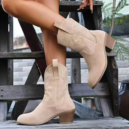 Low block heel suede boots, view 5